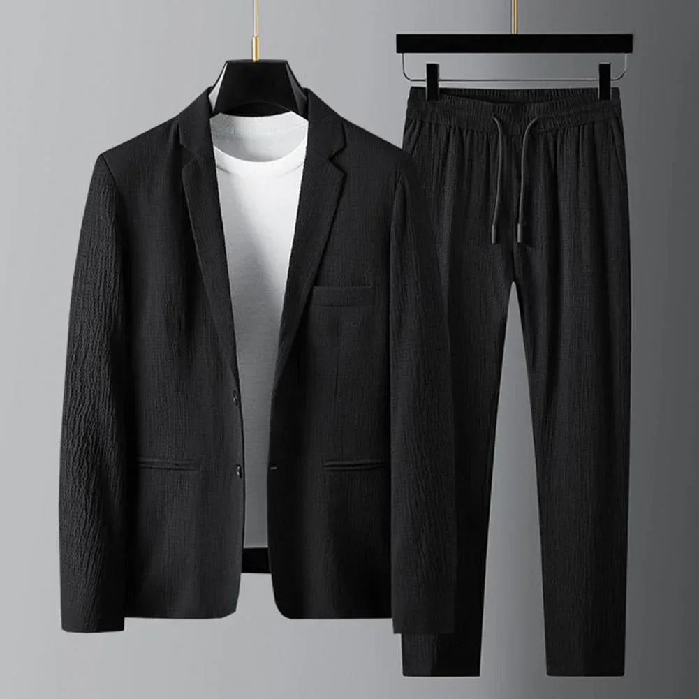Blazer en broeken heren – Stijlvolle set met tunnelkoord voor casual en formele gelegenheden