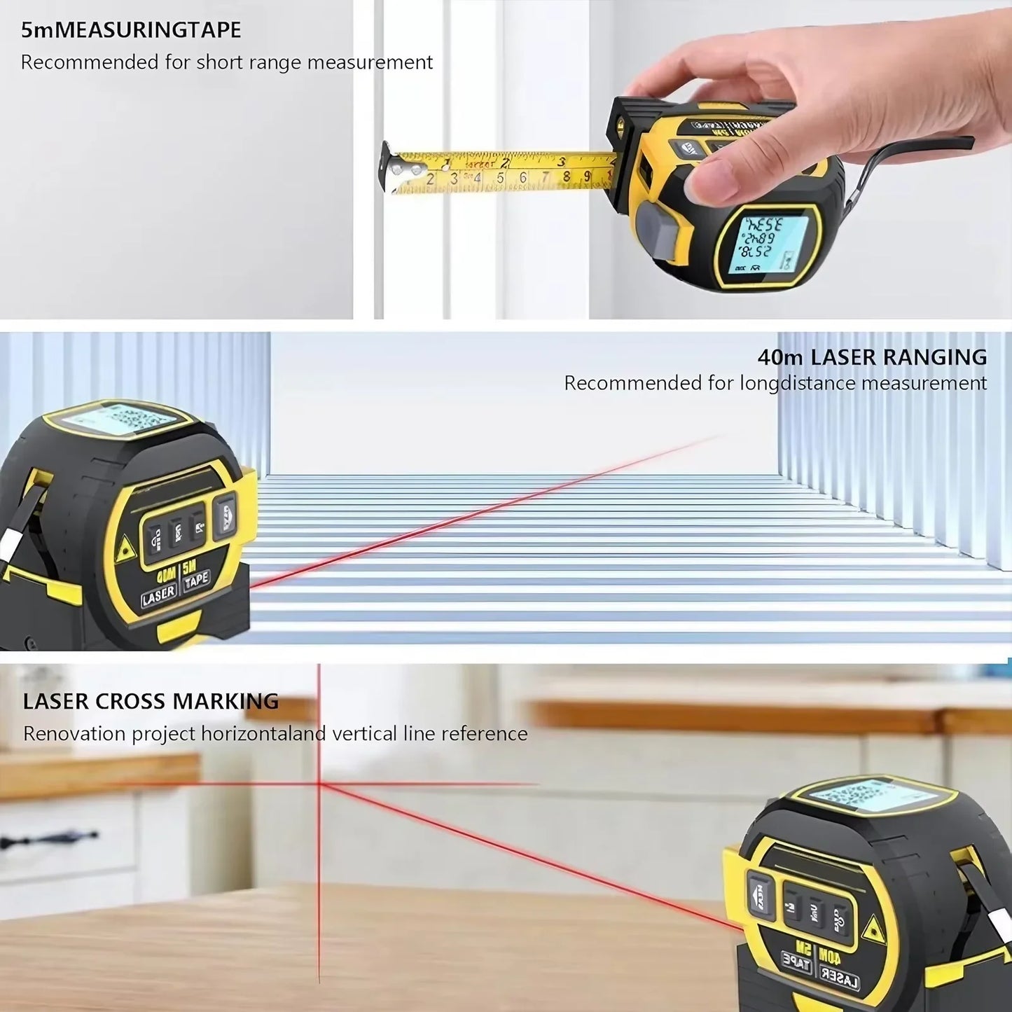 3-in-1 Laser Meetlint 40M 60M Infrarood