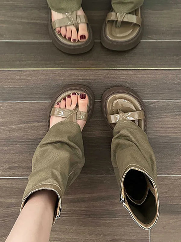 Dames Sandalen Stiefels - Elegante leren sandalen met hak voor zomer