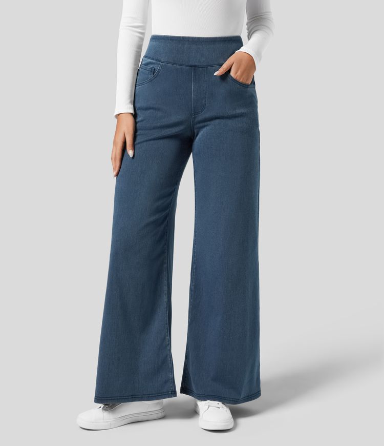 Elastische Hoge Taille Broek Dames – Comfy Broek met Stretch en Casual Design