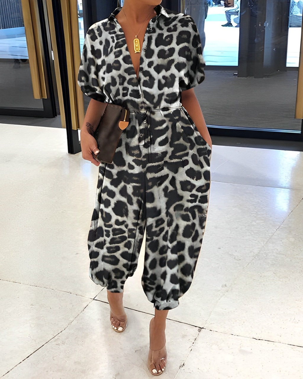 Jumpsuit dames - Elegante knoopspitzenriem met trendy ontwerp voor feesten
