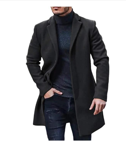 Lange Trenchcoat Heren – Stijlvolle Reverskraag Waterdichte Jas voor Herfst