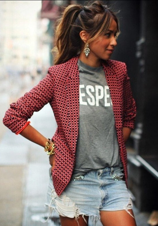 Blazer voor Dames – Gemarmerde Blazer met Elegante Pasvorm en Stijlvolle Details