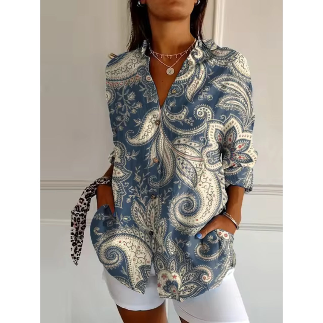 Bloemen Blouse Dames – Elegante Blouse met Knopen en Bloemenprint voor Casual en Feestelijke Gelegenheden