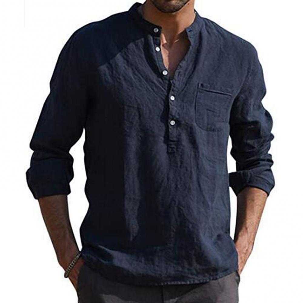 Langarmig Shirt Heren – Casual Shirt met Borstzak en Comfortabele Pasvorm