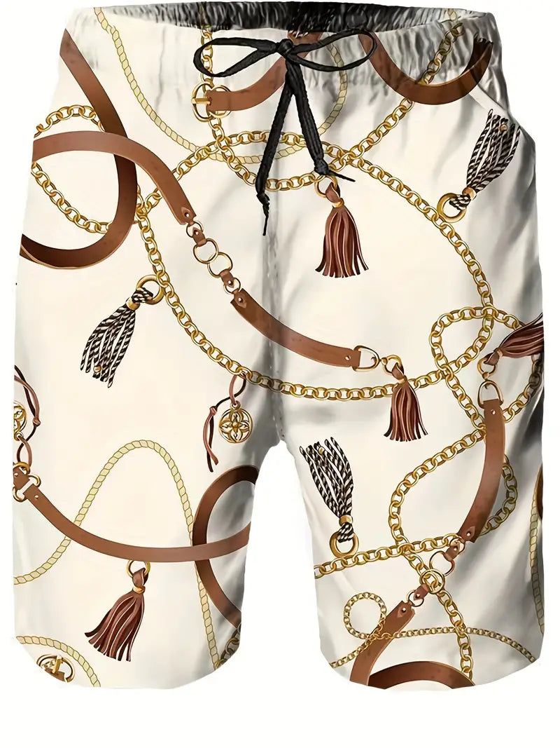 Bedrukte Heren Shirt en Shorts Set – Comfortabele Korte Mouwen en Casual Stijl