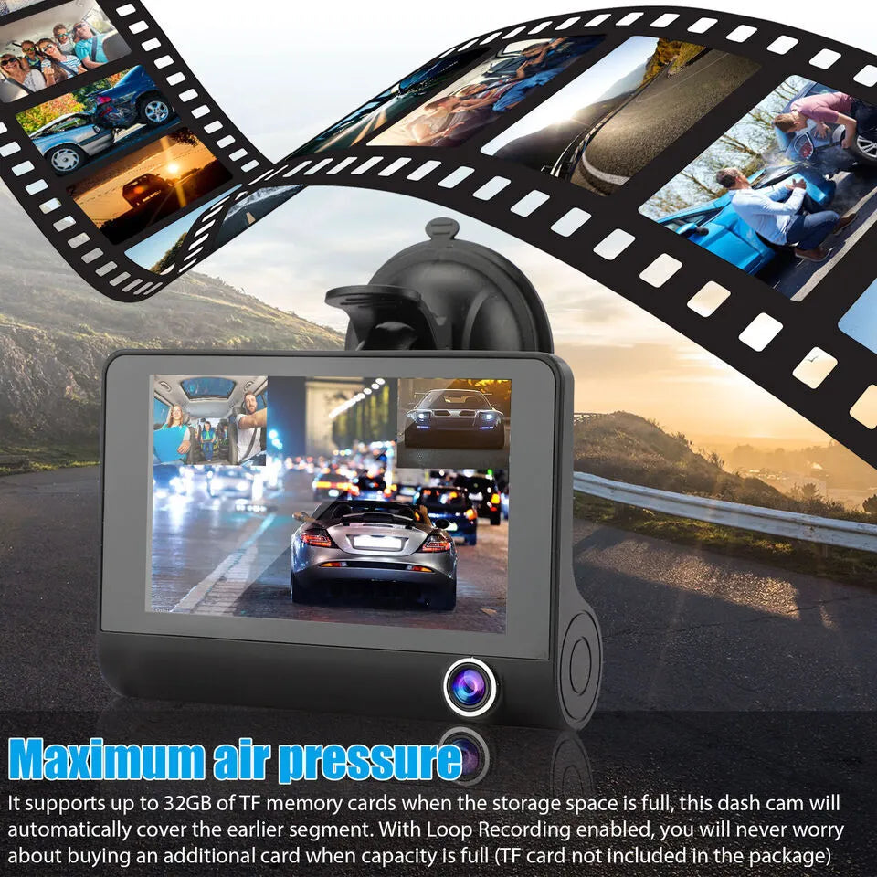 4 Inch Aanraakscherm Dashcam Voor en Achter