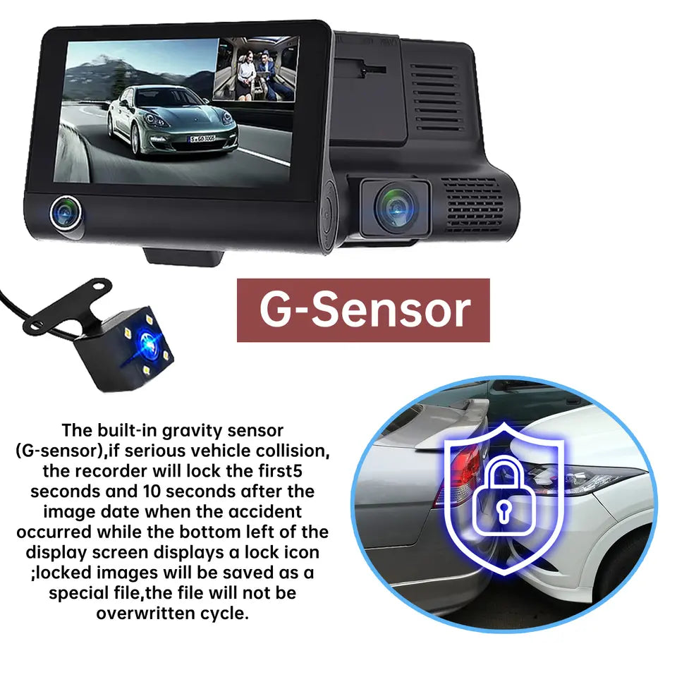 4 Inch Aanraakscherm Dashcam Voor en Achter