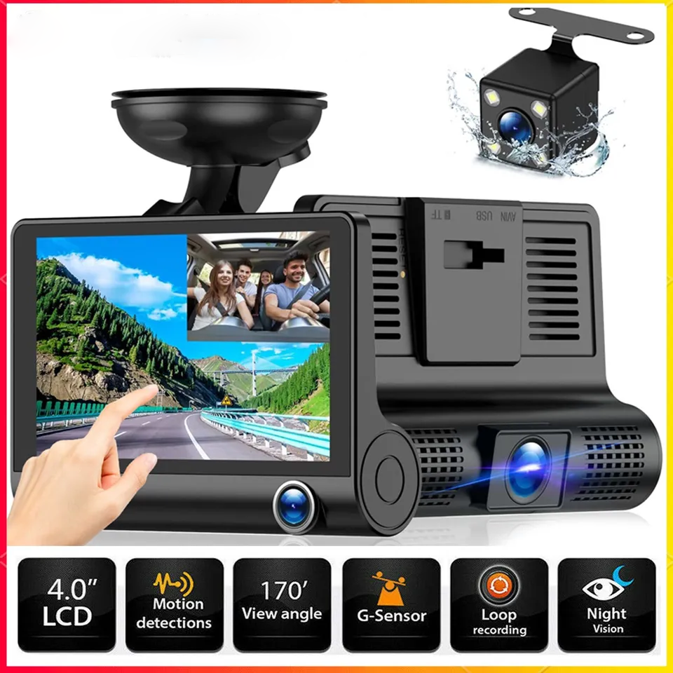 4 Inch Aanraakscherm Dashcam Voor en Achter