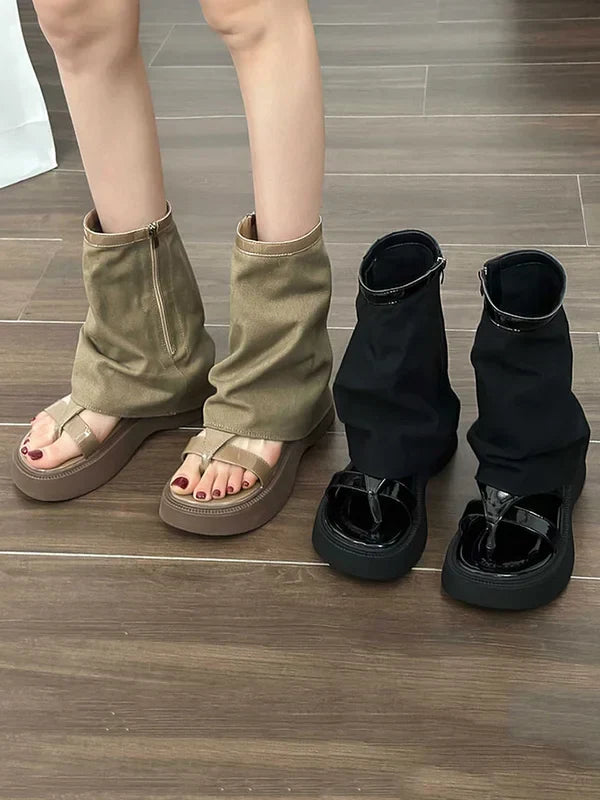 Dames Sandalen Stiefels - Elegante leren sandalen met hak voor zomer