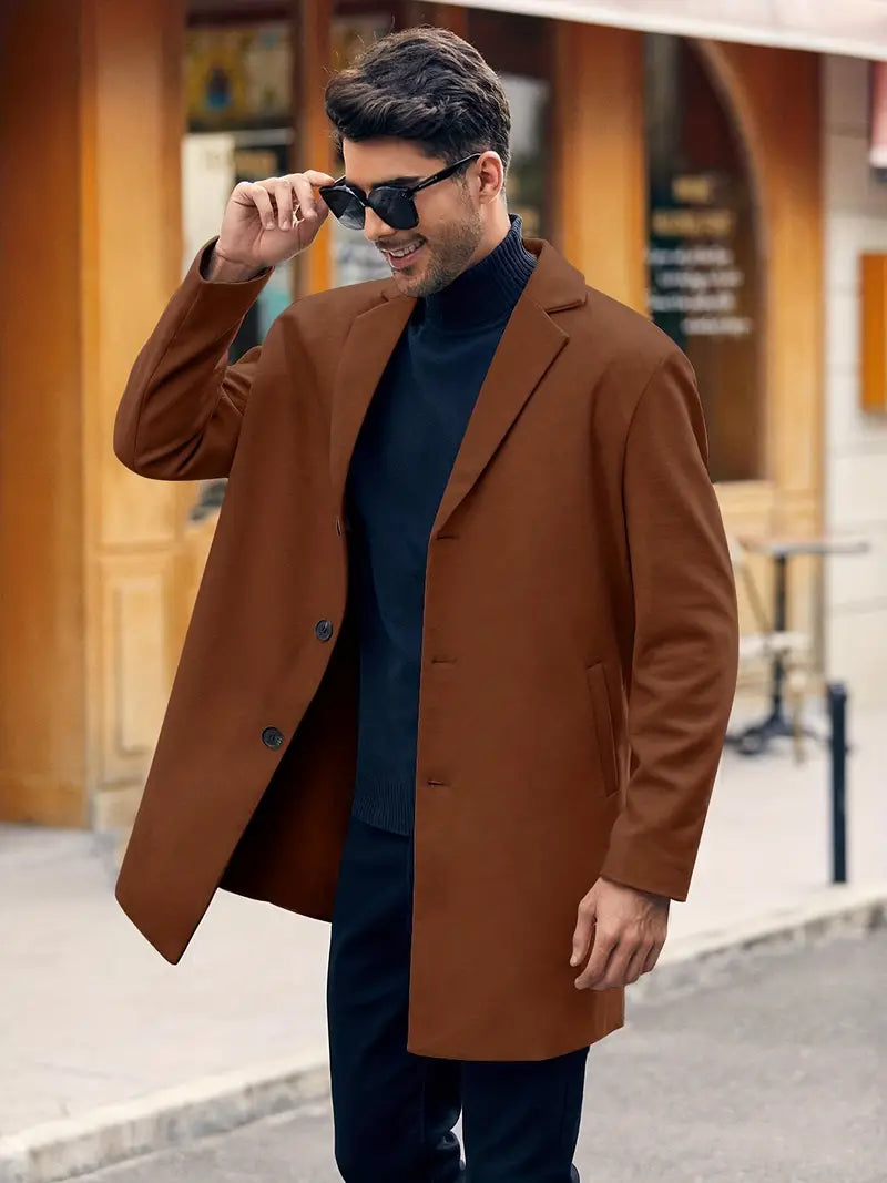 Trenchcoat Heren – Elegante Lange Jas van Hoogwaardige Materialen voor Koud Weer