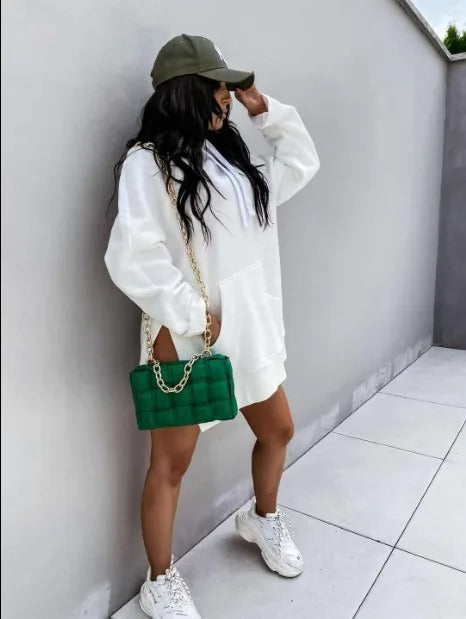 Oversized jurk dames – Comfortabele jurk met capuchon en kangoeroezak