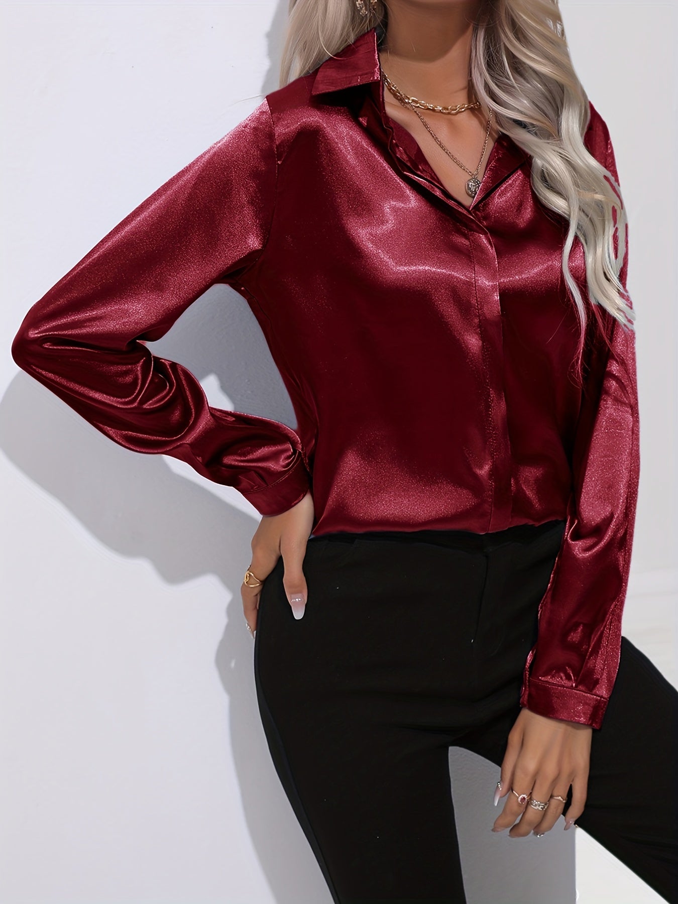 Lange mouwen blouse dames – Elegante blouse met comfortabele pasvorm en stijlvol design