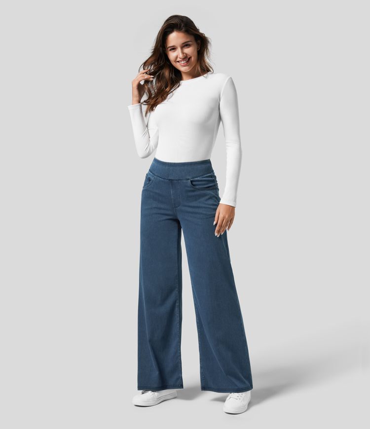 Elastische Hoge Taille Broek Dames – Comfy Broek met Stretch en Casual Design