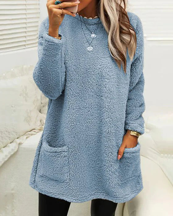 Damestrui Middellang met Zakken – Comfortabele Trui voor Herfst en Winter