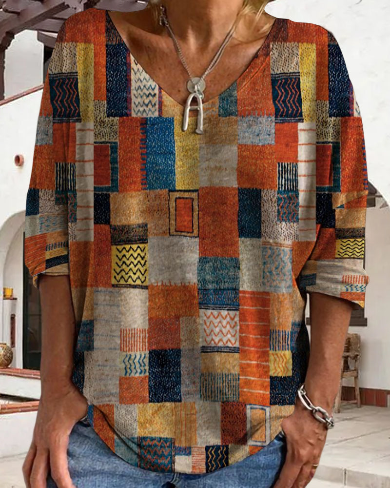 Geruite top dames – Stijlvolle blouse met korte mouwen en trendy patroon