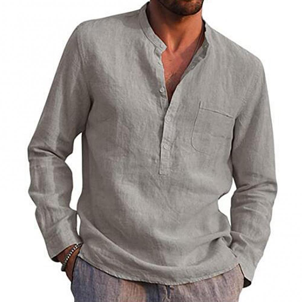 Langarmig Shirt Heren – Casual Shirt met Borstzak en Comfortabele Pasvorm