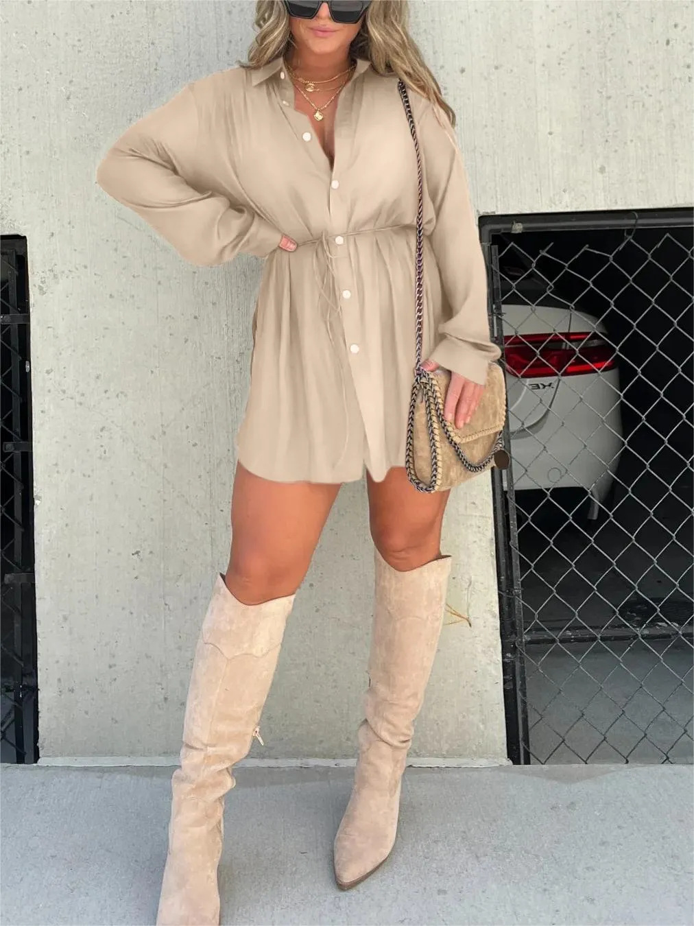 Romper jurk dames – Trendy satijnen romper met korte mouwen voor casual uitjes