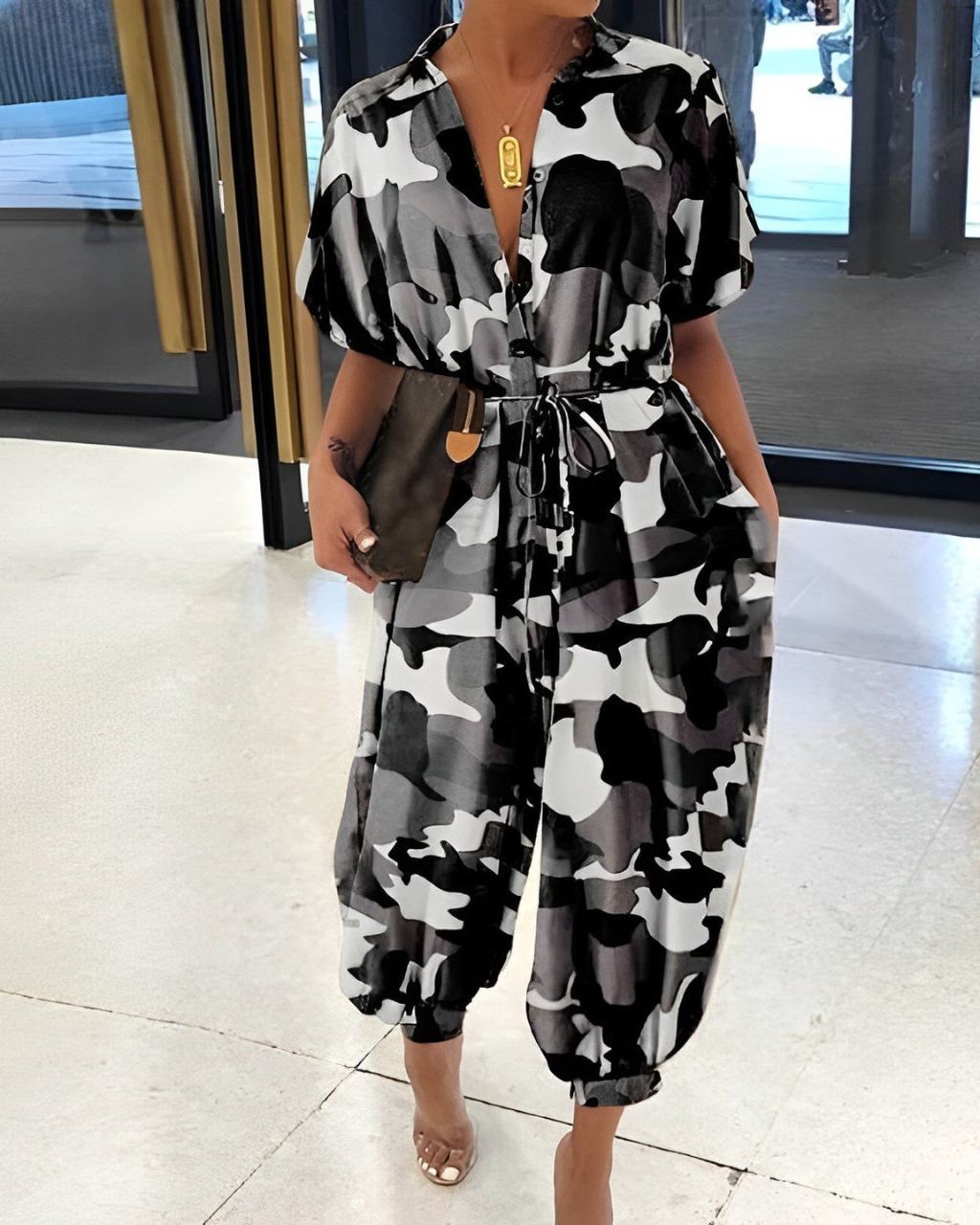 Jumpsuit dames - Elegante knoopspitzenriem met trendy ontwerp voor feesten