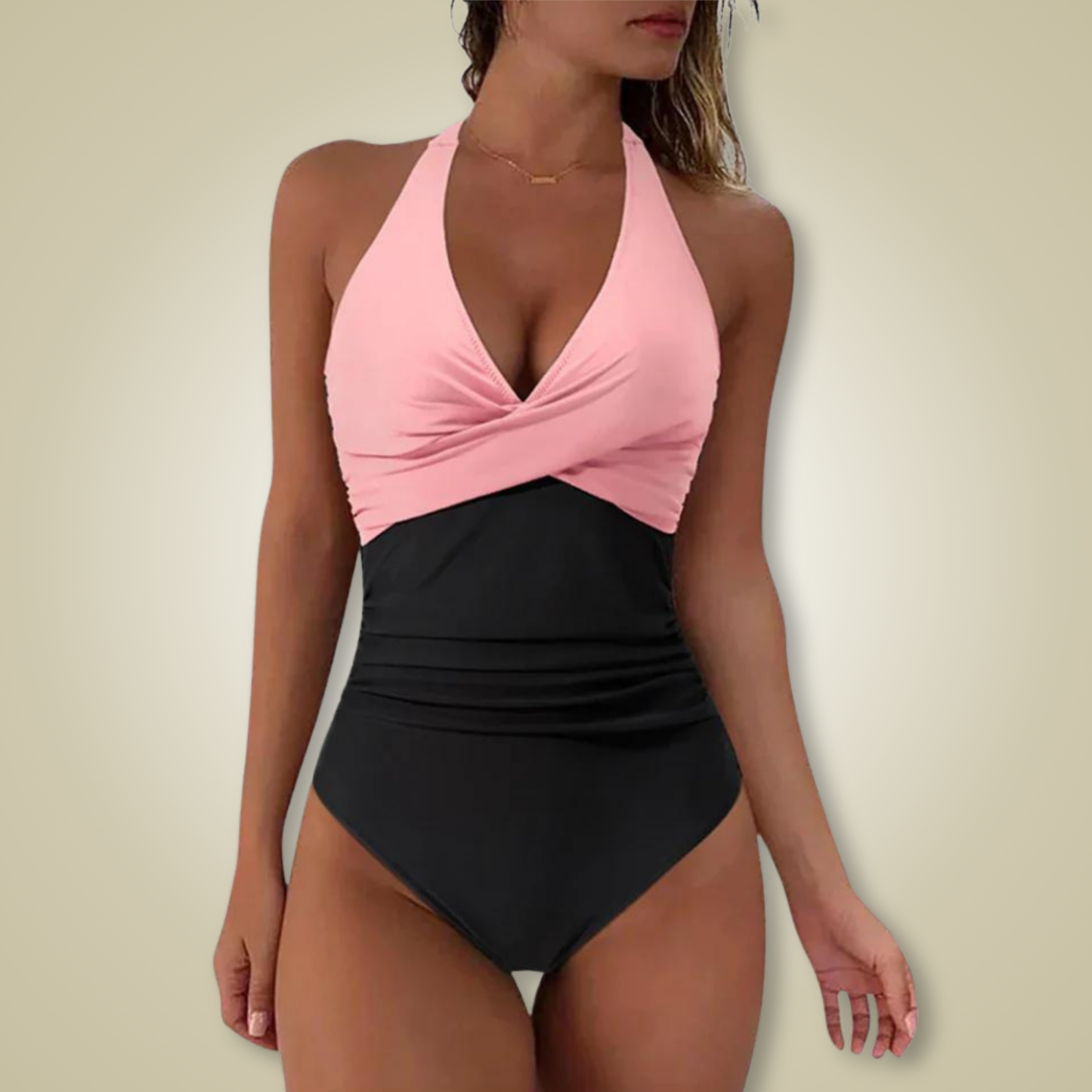 Badpak dames met push-up bikinitop en V-hals – Corrigerend design voor een flatterende pasvorm