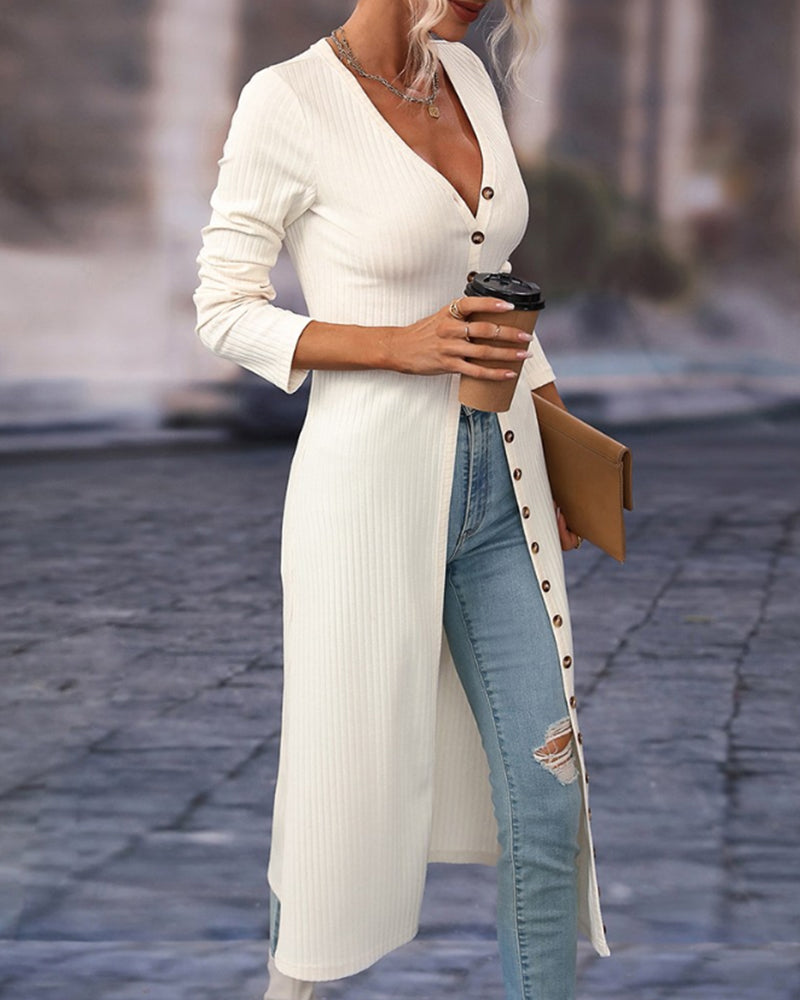 Lange Strickjacke Dames – Elegante gebreide cardigan voor herfst en winter