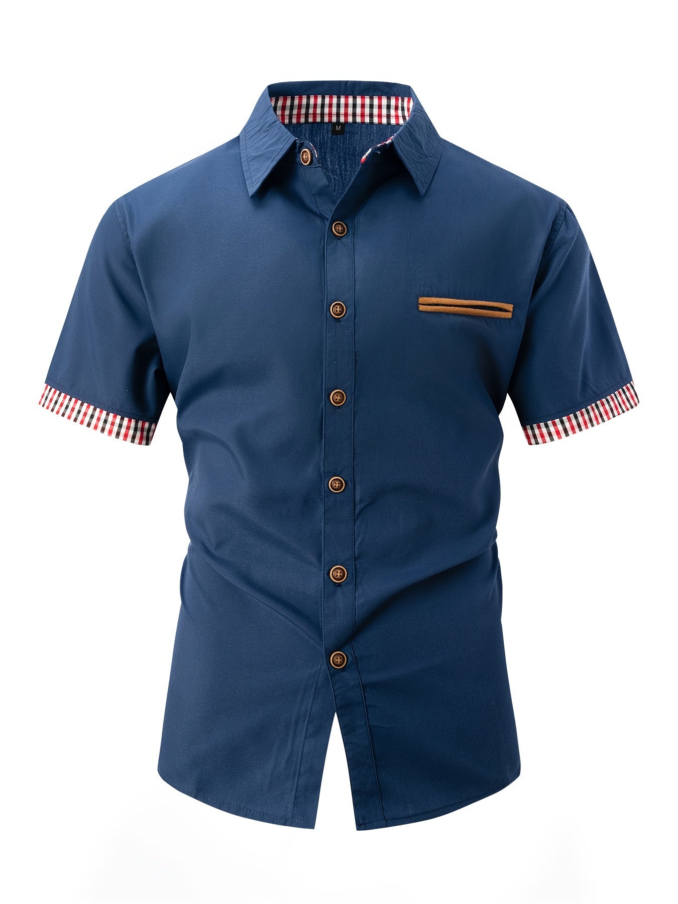 Heren overhemd korte mouwen – Gestreepte kraag casual shirt voor mannen