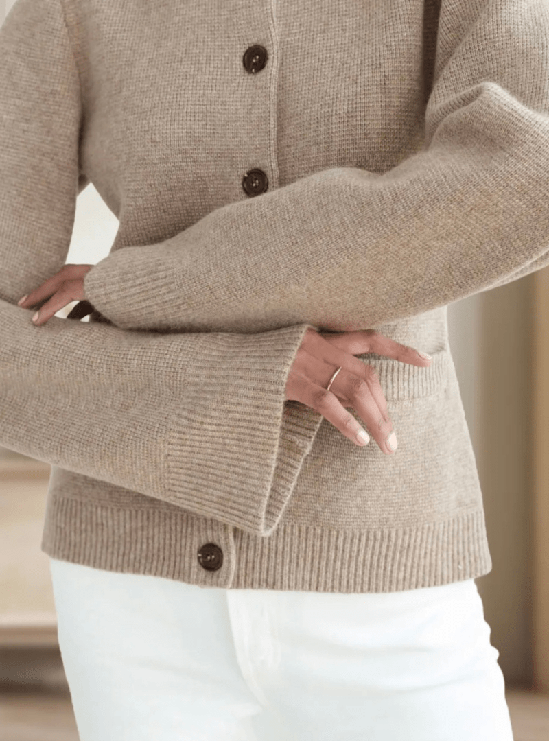 Dames strikjack met knopen en zakken – Elegante damesjas voor casual en feestelijke gelegenheden