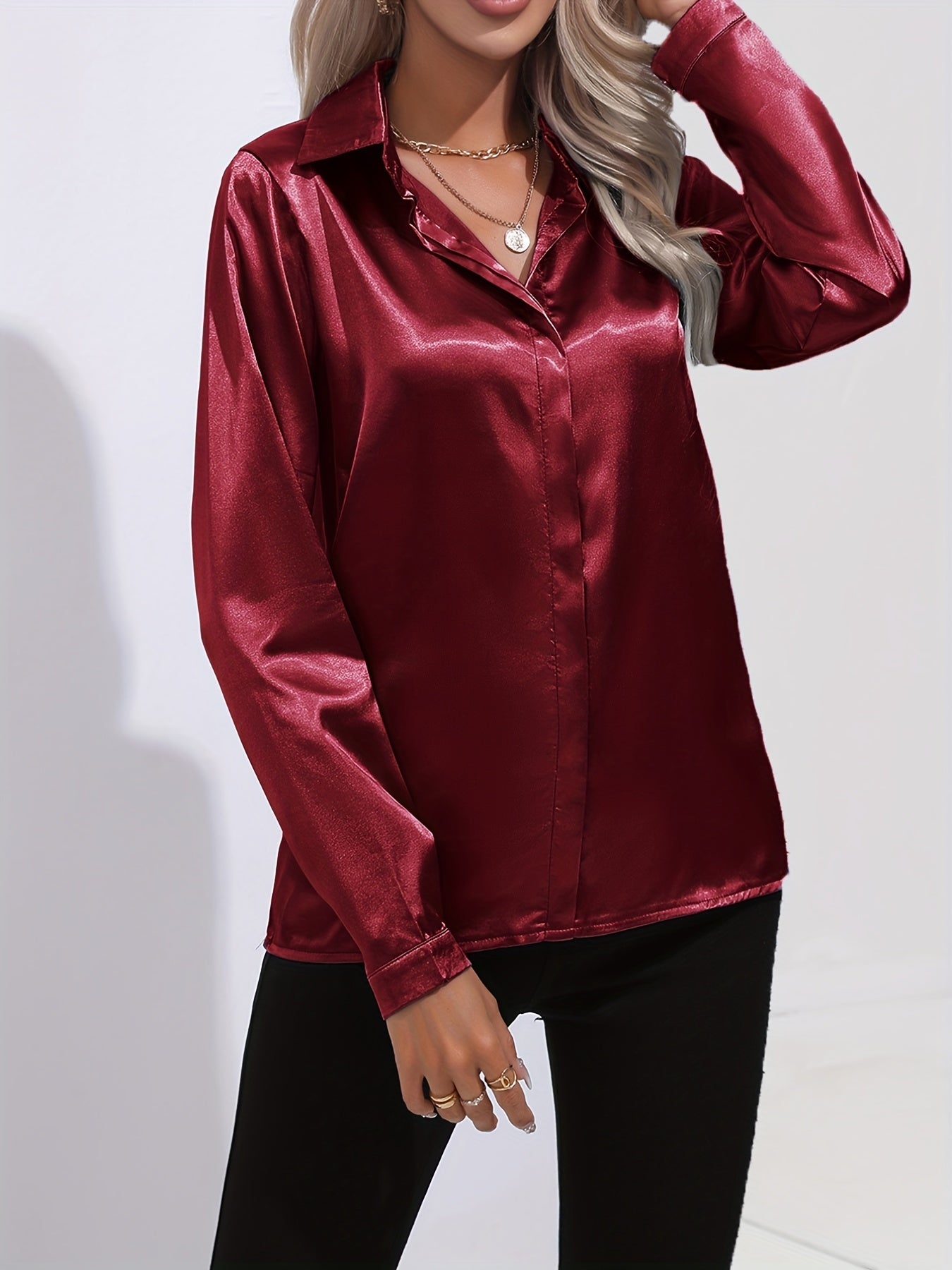 Lange mouwen blouse dames – Elegante blouse met comfortabele pasvorm en stijlvol design