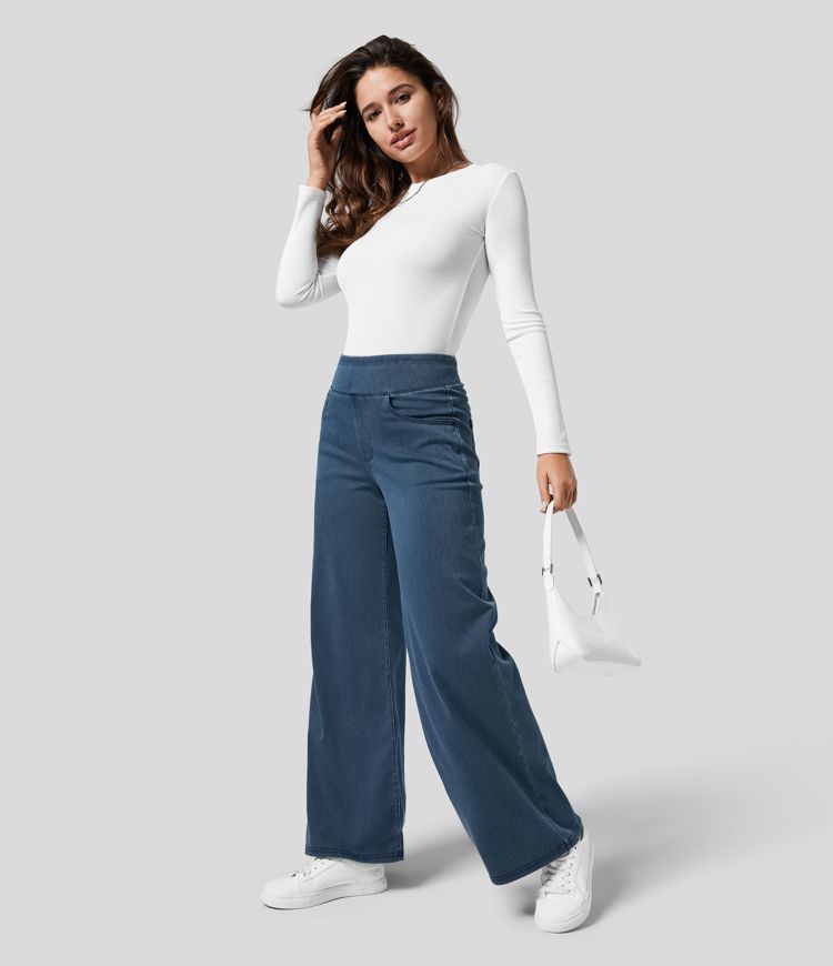 Elastische Hoge Taille Broek Dames – Comfy Broek met Stretch en Casual Design