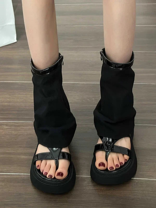 Dames Sandalen Stiefels - Elegante leren sandalen met hak voor zomer