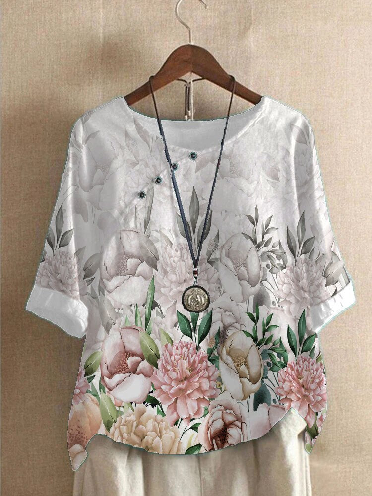 Damesblouse bedrukt – Stijlvolle blouse met korte mouwen en trendy design