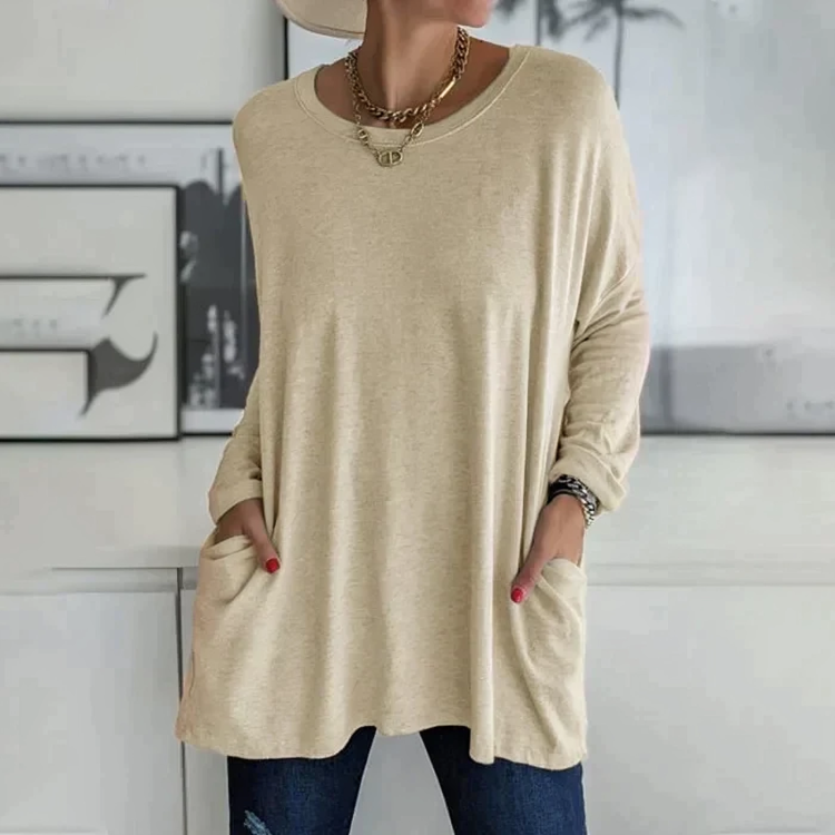 Dames Pullover – Comfortabele trui met voorzakken en casual stijl