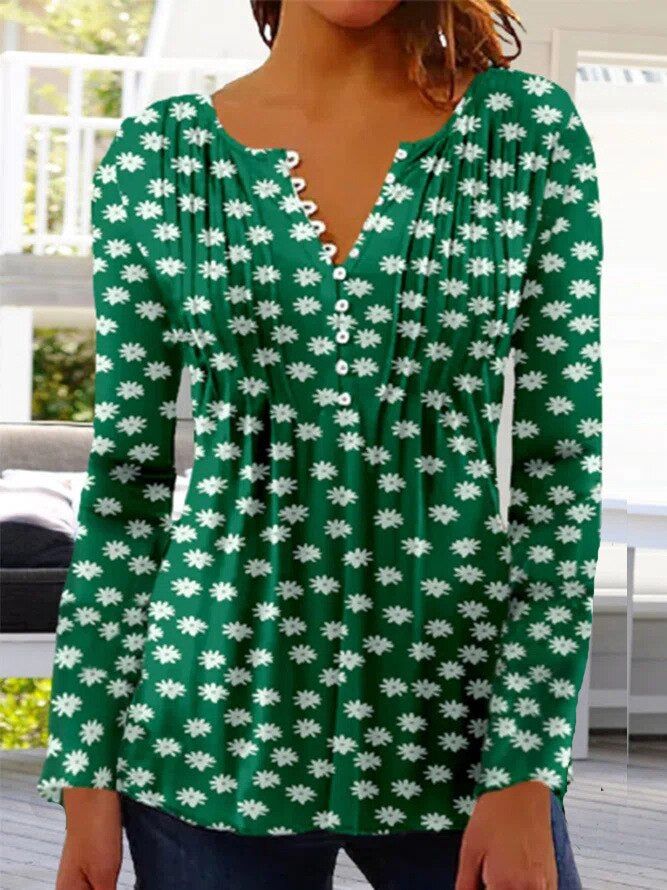 Bloemen-top dames – Elegante bloemenprint blouse met korte mouwen voor zomer