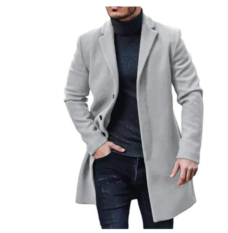 Lange Trenchcoat Heren – Stijlvolle Reverskraag Waterdichte Jas voor Herfst