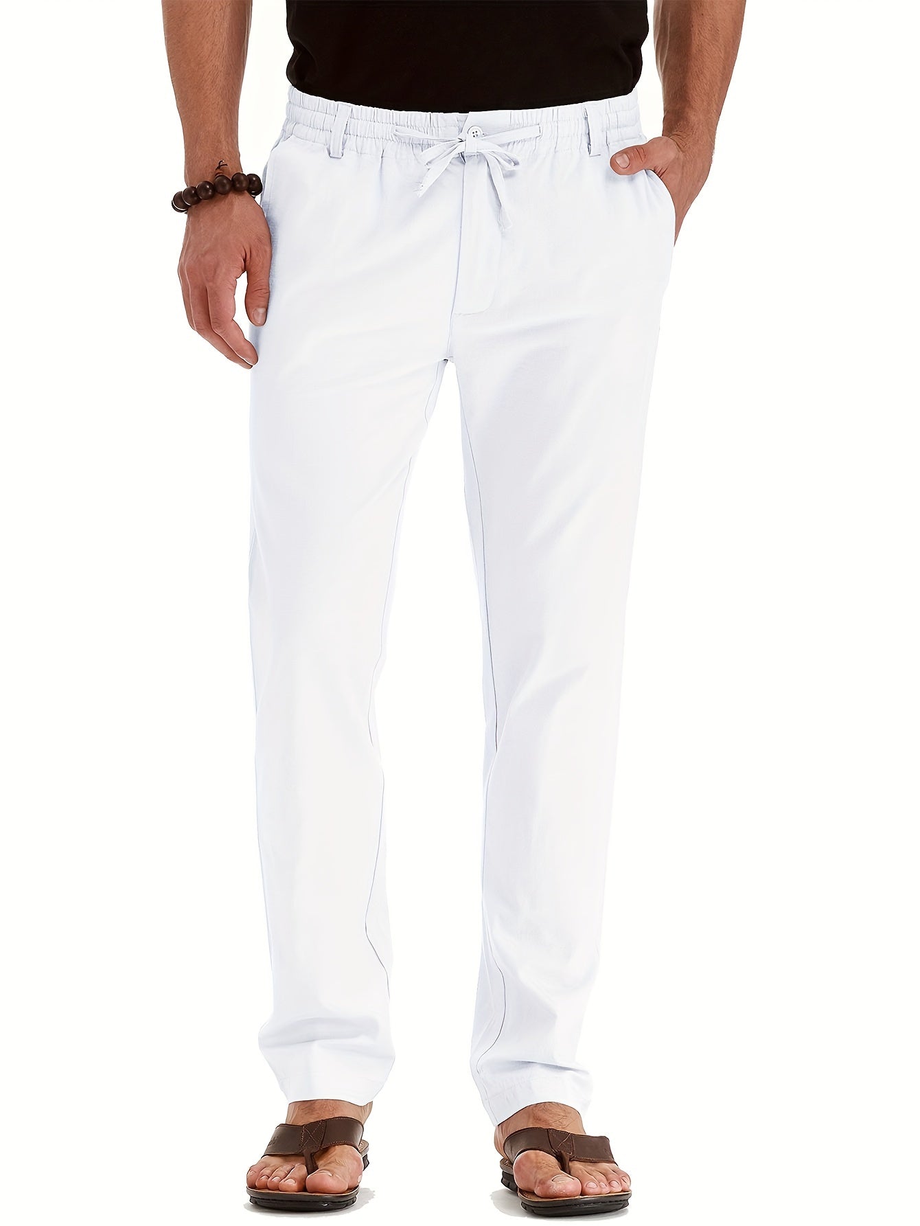 Heren broek met trekkoord – Comfortabele casual broek voor heren, katoen, slim fit
