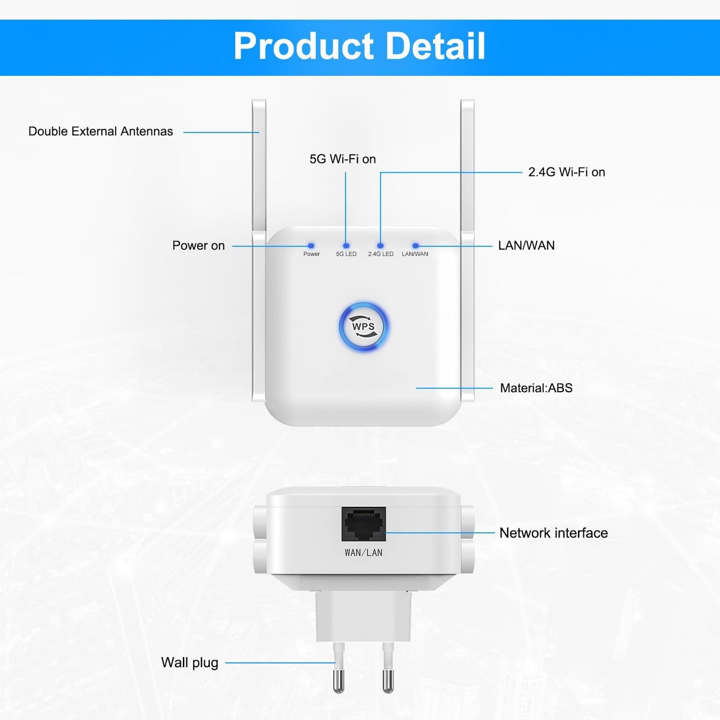 5G WiFi Extender Draadloze Signaalversterker Thuis Kantoor