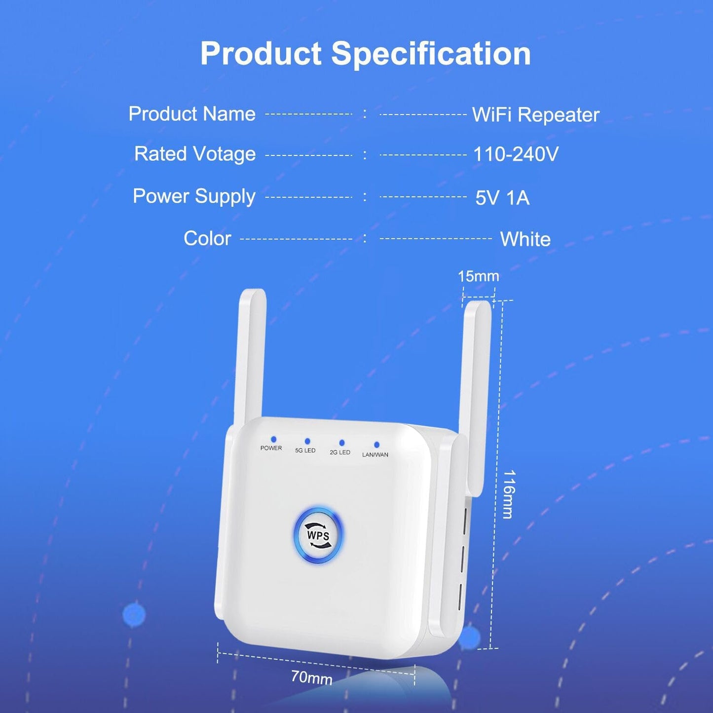 5G WiFi Extender Draadloze Signaalversterker Thuis Kantoor
