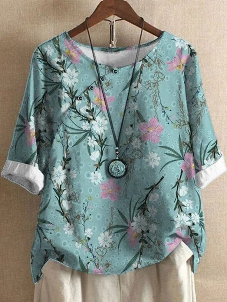 Damesblouse bedrukt – Stijlvolle blouse met korte mouwen en trendy design