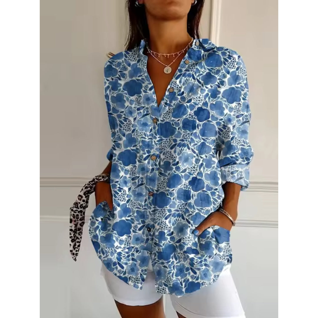 Bloemen Blouse Dames – Elegante Blouse met Knopen en Bloemenprint voor Casual en Feestelijke Gelegenheden