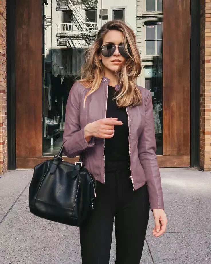 Jas Dames – Elegante Zip-Up Jas van Katoen voor Lente en Herfst