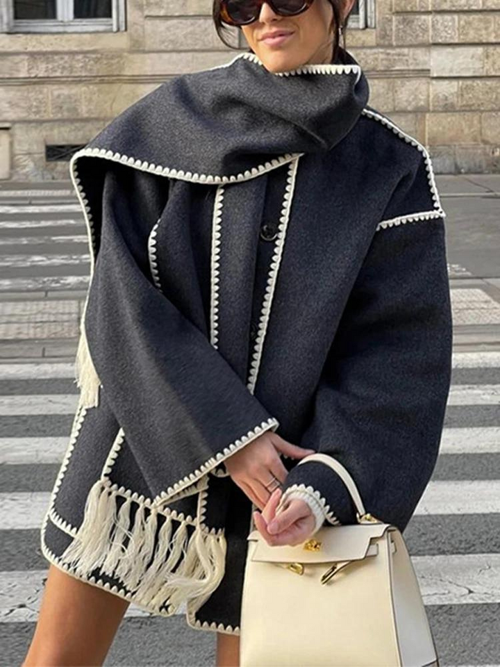 Damesjas met Sjaal – Elegante damesjas met sjaal, ideaal voor herfst en winter