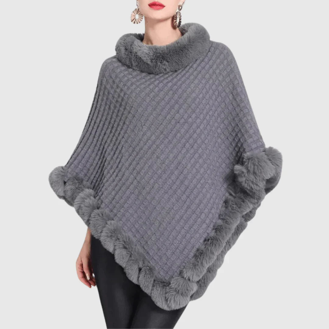 Dames Rollkragenponcho – Stijlvolle en comfortabele poncho van wol voor herfst