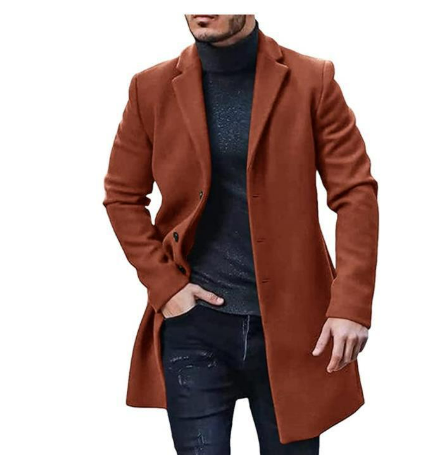Lange Trenchcoat Heren – Stijlvolle Reverskraag Waterdichte Jas voor Herfst