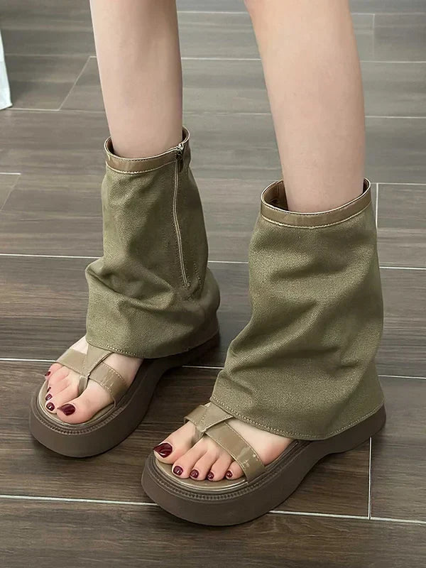 Dames Sandalen Stiefels - Elegante leren sandalen met hak voor zomer