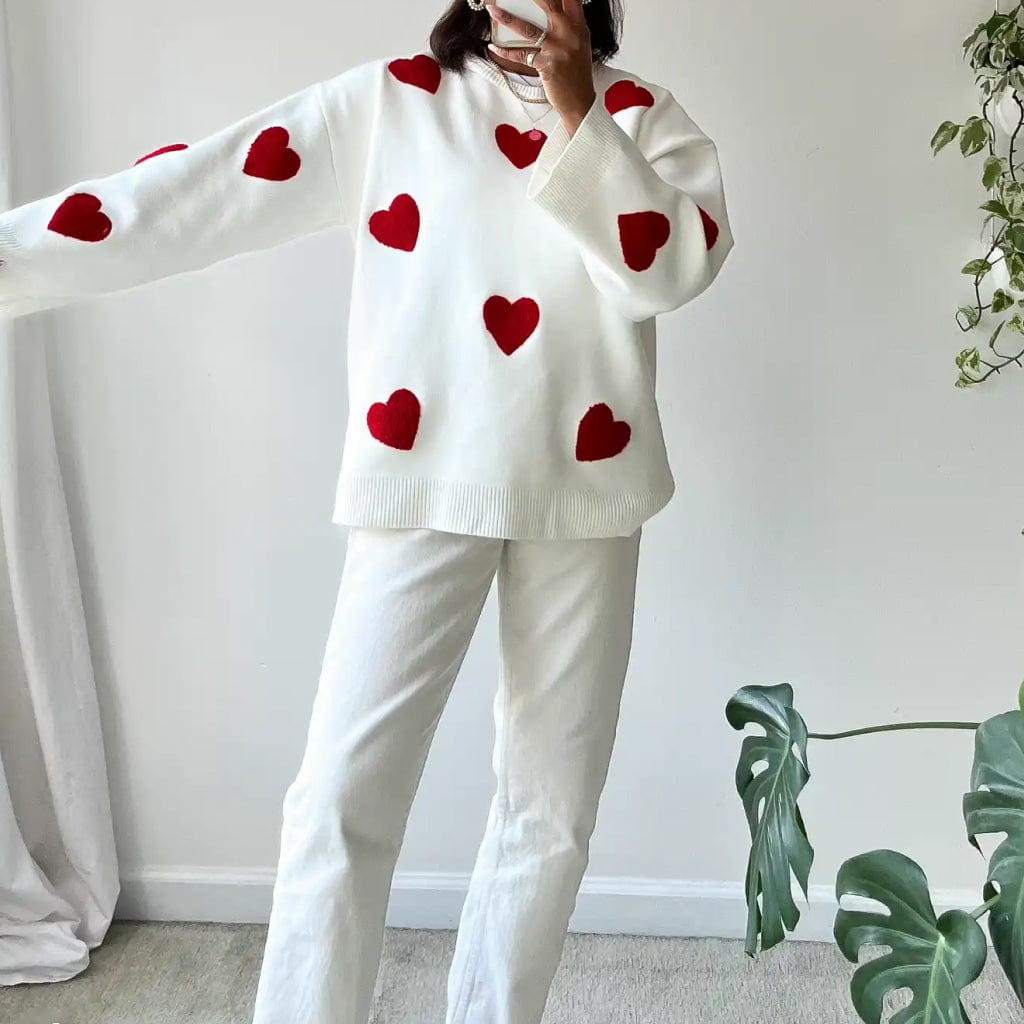 Pullover dames – Hartpatroon trui van zachte stof voor casual stijl