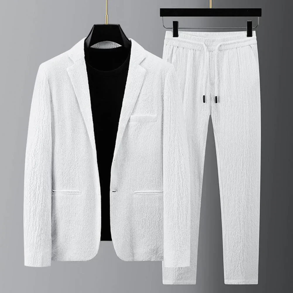 Blazer en broeken heren – Stijlvolle set met tunnelkoord voor casual en formele gelegenheden