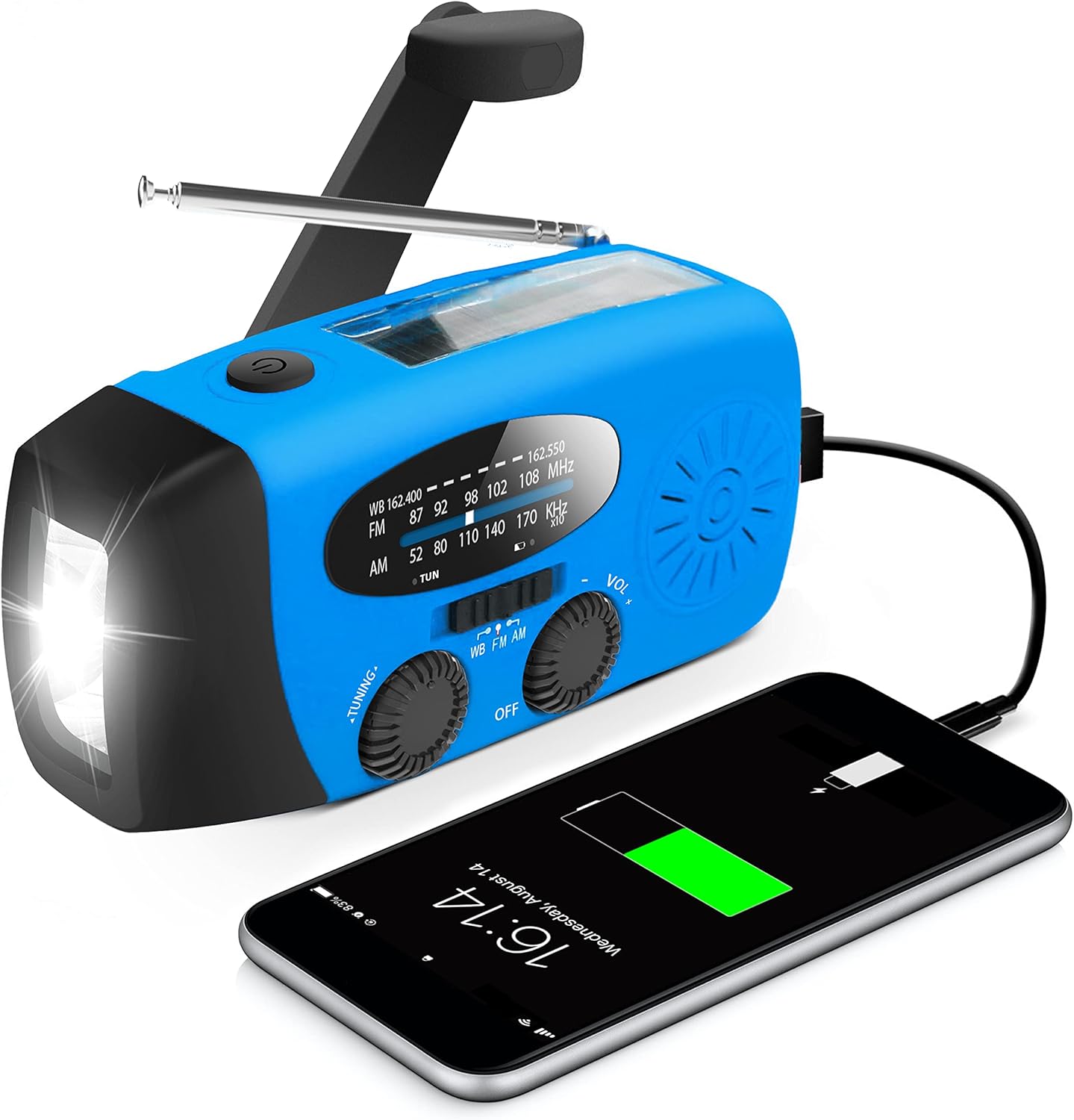 Handcrank Radio LED Zaklamp AM FM NOAA Weer Radio
