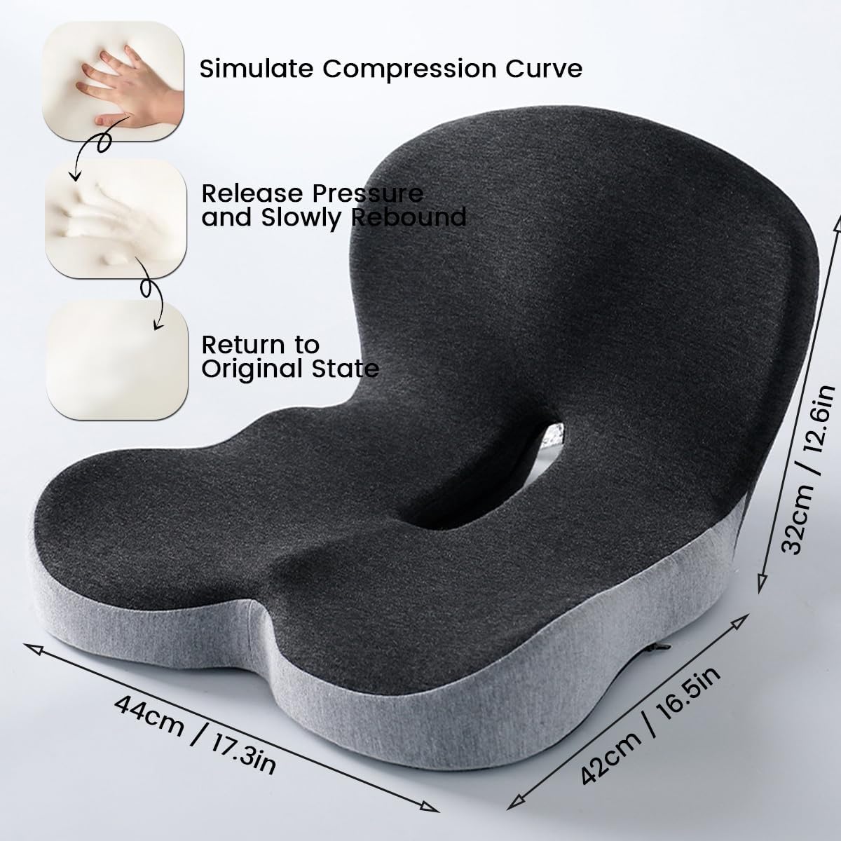 Ergonomisch Geheugenfoam Rug- en Zitkussen met Lendensteun