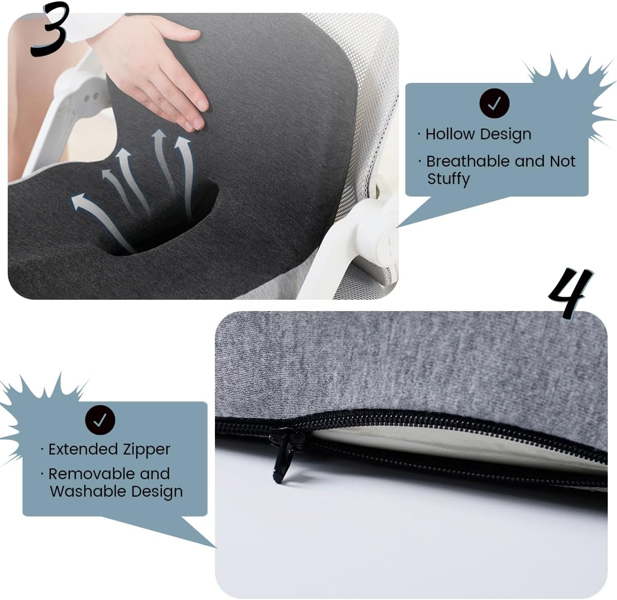 Ergonomisch Geheugenfoam Rug- en Zitkussen met Lendensteun