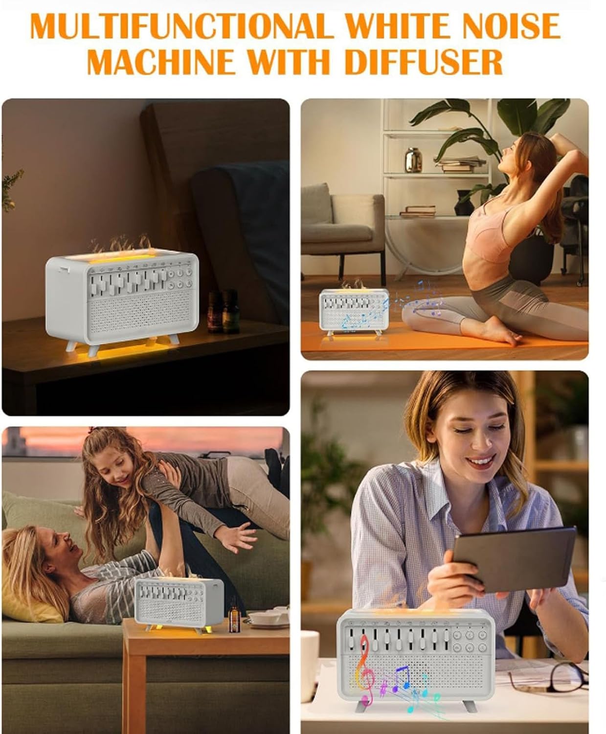 Witte Ruis Machine Luchtbevochtiger Geluidsmachine Diffuser Bluetooth